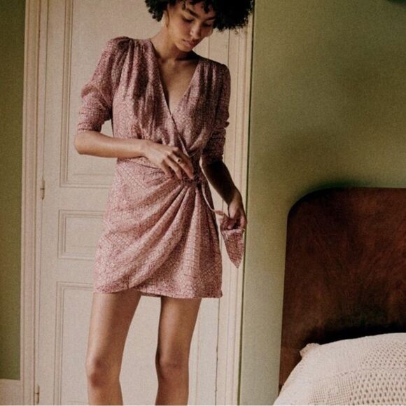 Sezane Noemia Dress Mosaic Print Size 34 - Picture 2 of 9